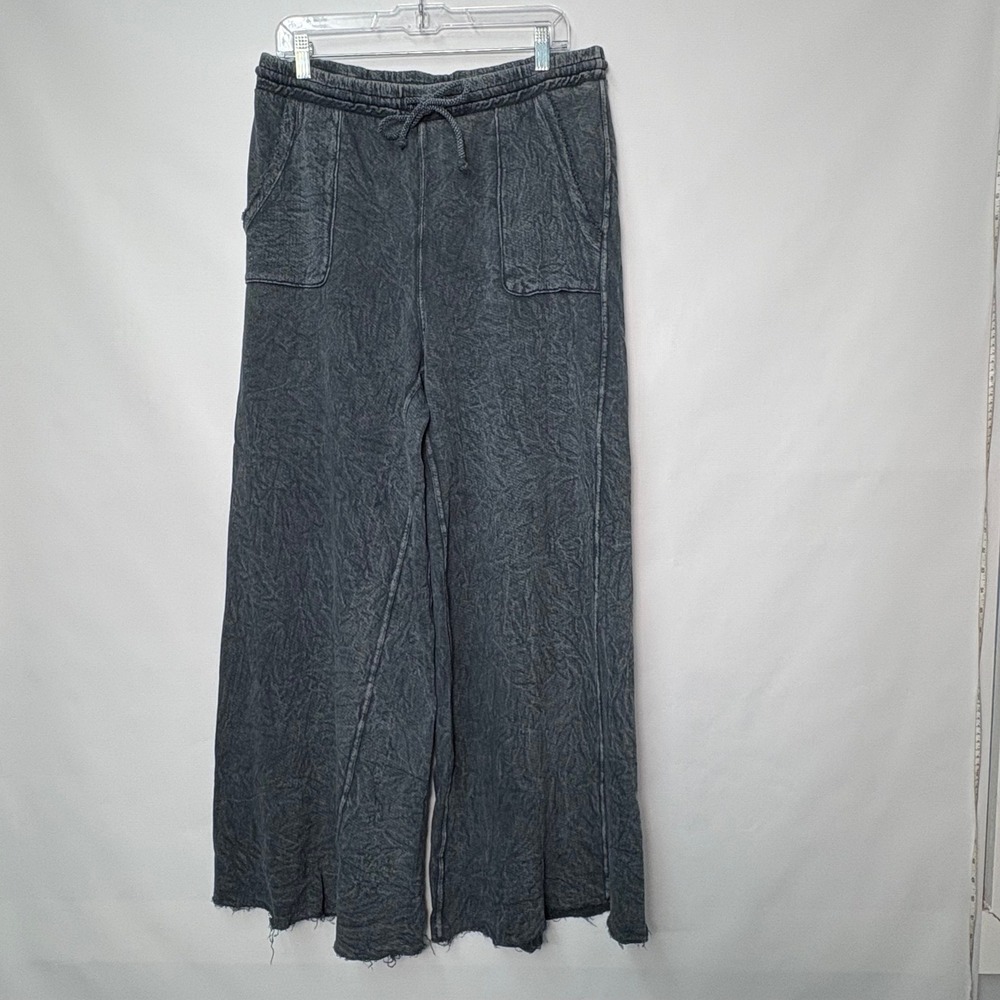 Three Bird Nest Charcoal Gray Mineral Wash Wide Leg Lounge Pants Women XL